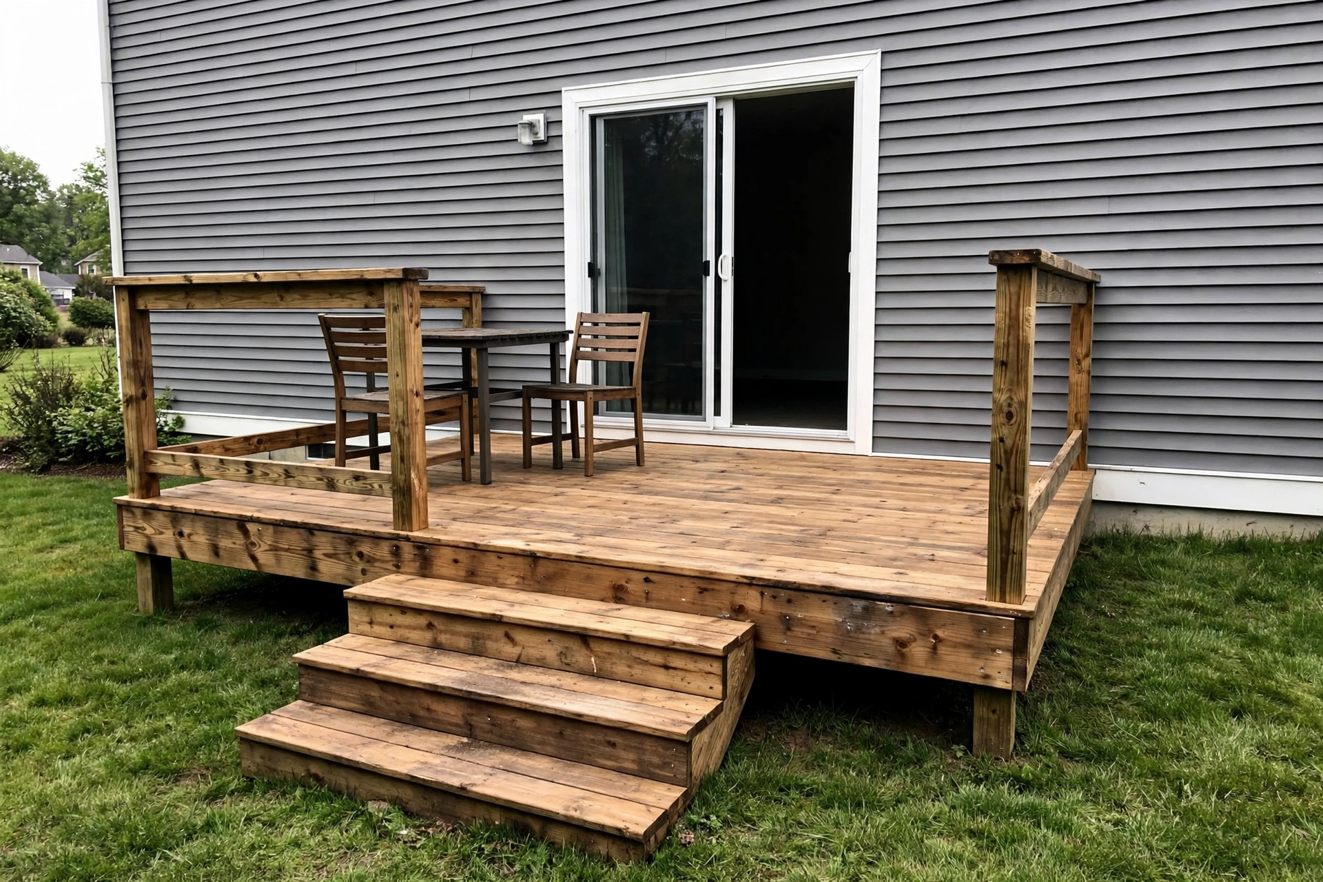 Finished 8 by 12 pressure-treated deck